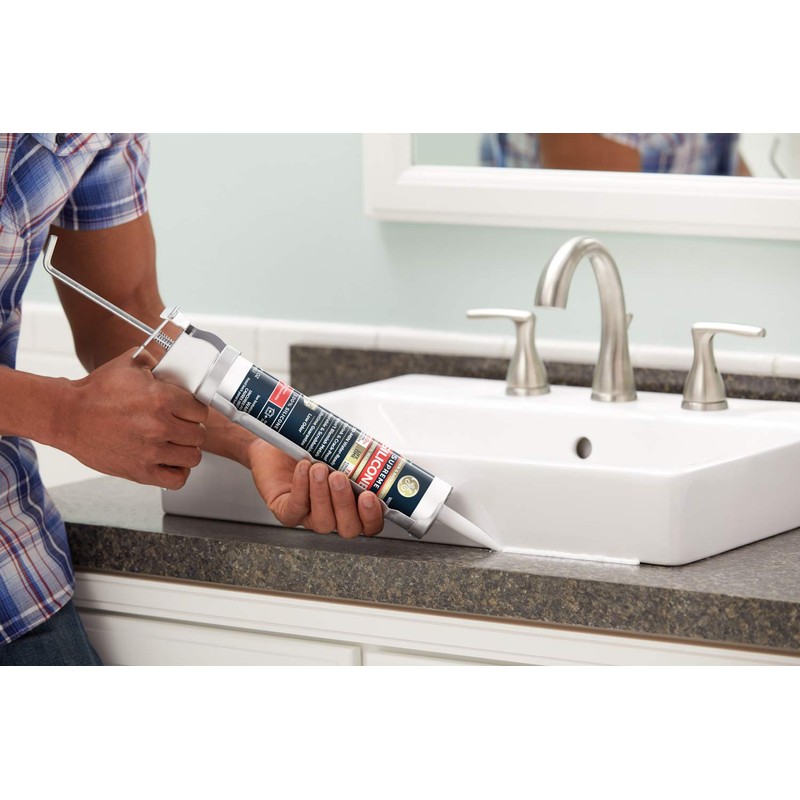 GE Supreme Silicone Caulk for Kitchen & Bath, White, 10.1