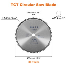 HARFINGTON 16" Circular Saw Blade 80 Teeth 1.18" Arbor Cutting Disc Wheel for General Purpose Cutting & Trimming Softwood, Hardwood