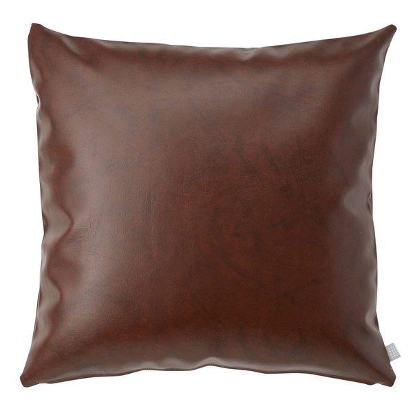 Quarter Report Synthetic Leather Faux Leather Cushion Cover, Grunge Brown, Approx. 17.7 x 17.7 inches (45 x 45 cm), Zipper Type,