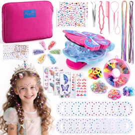 SEMKOTREE Hair Bedazzler Kit, Glitter Stones Hair Machine with 480 Glitter Rhinestones and Hair Strands Children, Hair Glitter Hair Gemstone Styler Hair Accessory Gift Girls 6 7 8 9 Years