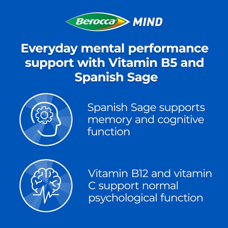 Berocca Mind Effervescent Tablets Including B Vitamins, with Spanish Sage