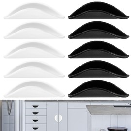 10 Pcs Half Moon Cupboard Handles, Shell Cup Pull Handles Cabinet Pulls, Drawer Handles Cabinet Handles, Draw Handles for Chest of Drawers Wardrobe Door Kitchen Door Dresser Handles(Black, White)