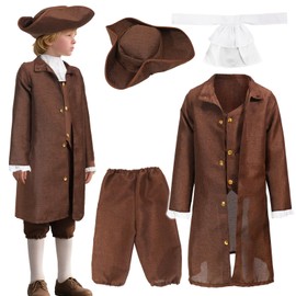 ZZXIAOJIE Colonial Costume Boys Kids Founding Father Revolutionary War American Revolution Presidents Day Cosplay Outfit