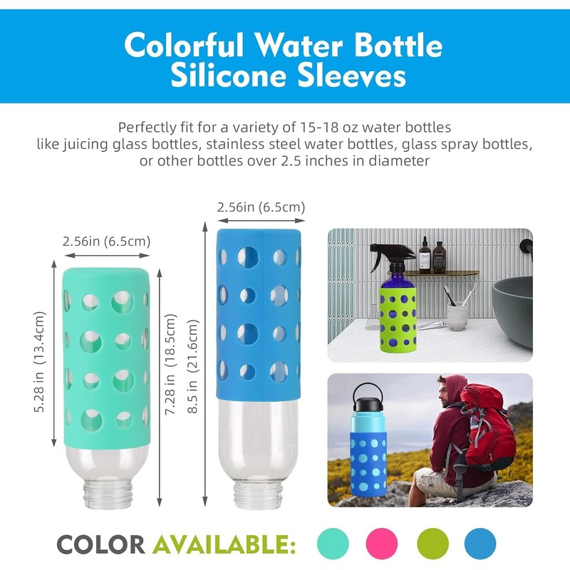 4 Pack Water Bottle Silicone Sleeve, Silicone Protective Holders for