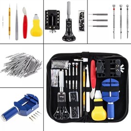 Kit de Reparacion de Relojes 147 en 1 Herramienta Correa 108 pzs de Barra de Resorte Destapador de Caja de Pila Relojero Joyero Set Estuche Portatil