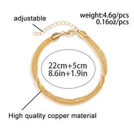Nanafast Women's Ankle Bracelets, Sparkling Multi-layer Anklet Bracelets for Women, Adjustable Shiny Gold/Silver Anklets for Women, Beach Cute Anklets Jewelry for Summer-2layersGold