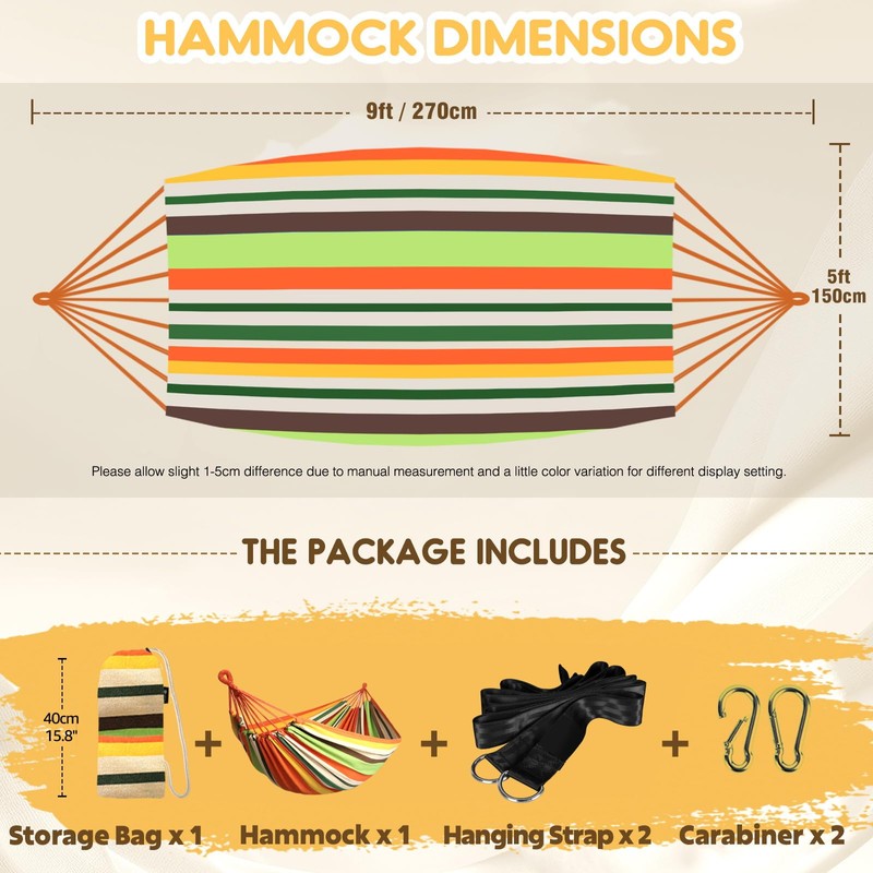 ANYOO Cotton Hammock Portable Camping Hammocks for Hanging Sturdy Garden