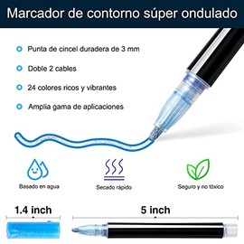 Rotulador de contorno de doble línea, Resaltadores para Pintar de 24colores, Marcadores de punta de pincel para dibujar, escribir, tarjetas de felicitación, tarjetas de Navidad, carteles, bricolaje