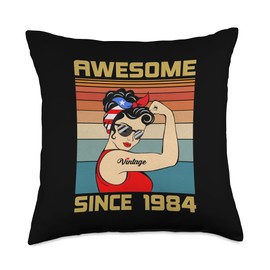 41th Birthday Gift 41 Years Old For Women Retro Vintage 1984 Throw Pillow