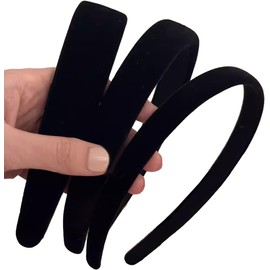 JDYYICZ 3Pcs Black Velvet Headbands for Women, Soft Head Bands for Women's Hair Plain Velvet Hair Band Hoop for Girls Cute Hair Accessories