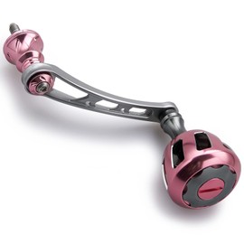 HEIGHTEN 523 Wheel Series 2.2 inches (56 mm) Reel Handle 32 mm Knob Equipped with Knobs for Shimano Daiwa Universal Spinning Reel (Gunmetal & Pink)