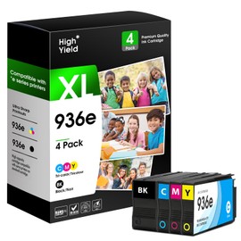 CUNJIANG 936e 936XL Ink Cartridges Compatible for HP 936 Ink Cartridges Works with OfficeJet 9122e; OfficeJet Pro 9110b, 9125e, 9128e, 9130b, 9135e; OfficeJet Pro Wide Format 9730e (936e BK C M Y)