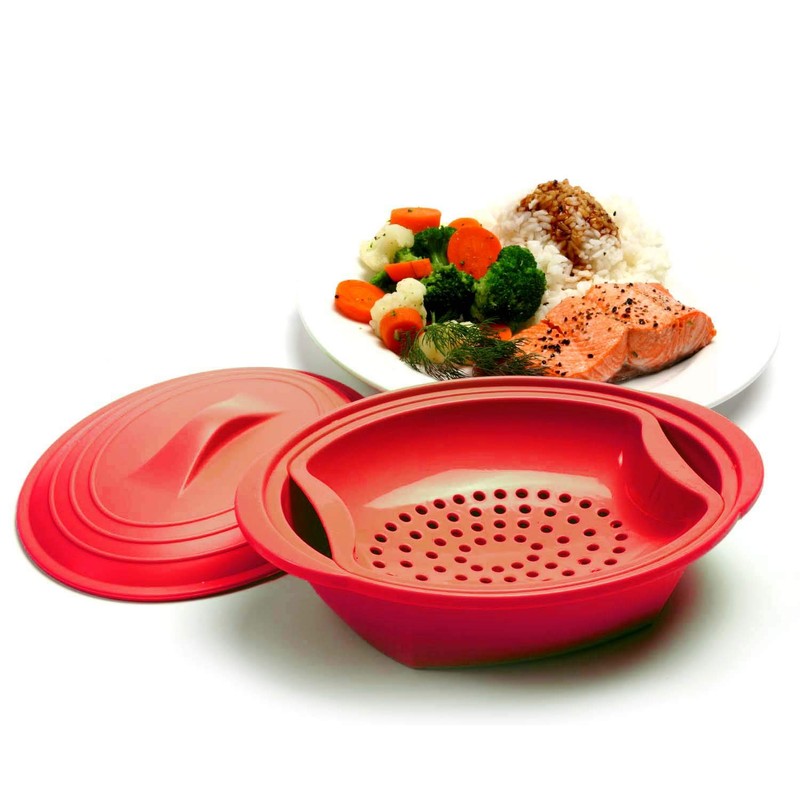 Norpro, Red Silicone Steamer with Insert, 32 oz