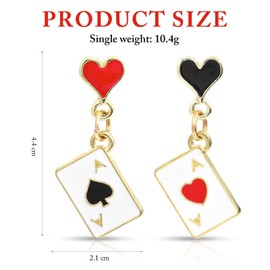 YOYEAH Playing Card Earrings Women - Joker/Casino Royale Outfit, Harley Quinn Shoes/Jewellery, Card Costume & Alice / Hatter Accessories for Casino/Las Vegas Theme Party Costumes
