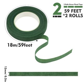 LTMMC 2 Rolls Florist Tape Green Floral Tape, Flower Arranging Accessories for Stem Wrapping and Floral Arrangements