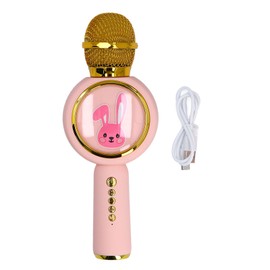 Kids Bluetooth Microphone with Color Light Wireless Connection Handheld Battery Powered Karaoke Mic for Home