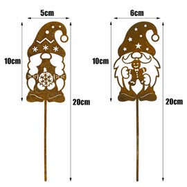 BOFUNX 2 pieces rust gnomes garden stake, Santa Claus rust stake, Christmas decoration, metal rust decoration for Advent, Christmas, garden, patio, balcony