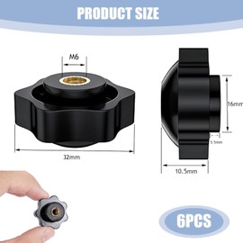 Generic 6 Pieces M6 Plastic Brass Wing Nuts, 32mm x 16mm, Suitable for Machinery, Systems, Furniture, Machine Tools, Fitness Equipment