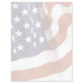 American Flag Patriotic Letter Papers - Set of 25, American Flag stationery papers, 8 1/2" x 11", compatible computer paper, Patriotic Letterhead, 4th of July flyers, Veterans Day, Memorial Day