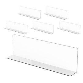 FRCOLOR 6 Pcs Clear L Shaped Shelf Dividers 7.9"X2.4"X1.2" Plastic Supermarket Shelf Organizer Office Home Cabinet Partition