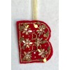 Creative Co-Op Monogram Initial Red Velvet Beaded Ornament Letter "B"