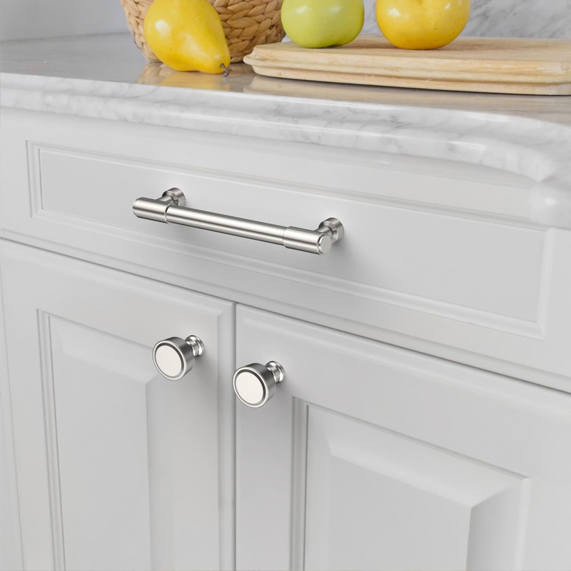 Amerdeco 10 Pack Brushed Satin Nickel Cabinet Pulls 5 Inch(128mm)