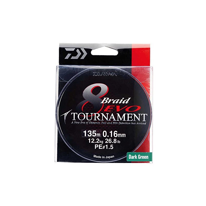 Daiwa Tournament 8 Braid EVO 0.35mm, 35,1kg/77,4lbs 300m dark green