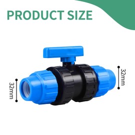 Wzzy Gurden 32 mm PE Pipe Ball Valve Plastic Clamp Connector PP Fitting 2-Way Pipe Ball Valve for 32 mm PE Pipe (Blue)