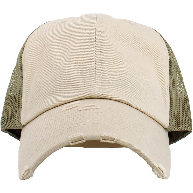 KBETHOS® Vintage Adjustable Mesh Trucker Baseball Cap, Stone Khaki