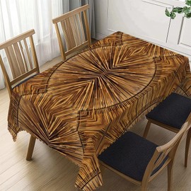 DANSICUINI Tribal Rectangle Tablecloth Boho Bamboo Table Cloth Prehistoric Eastern Jagged Wood Style Rectangular Tablecloth Table Cover for Dining Kitchen Party 54 x 72 Inch