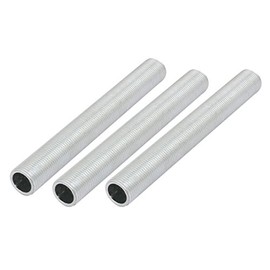 sourcing map Pack of 3 Lamp Pipe Nipples M12 Thread 100 mm Hollow Repair Part Zinc Alloy Silver