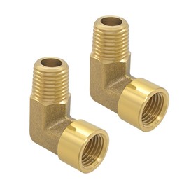 Hooshing 2PCS 90 Degree Street Elbow 1/4" NPT Male to 1/4" NPT Female Brass Pipe Fitting
