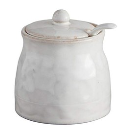 47th & Main Classic Glazed Pottery Style Porcelain Sugar Jar, Small, White