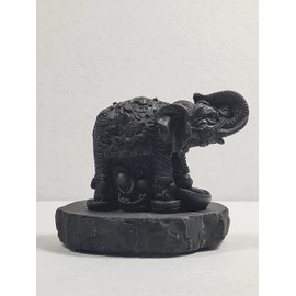CRYSTAL HEAVEN Shungite Carved Polished Elephant, an ancient Crystal/Stone with Protective & Cleansing qualities