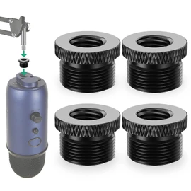 Rigych Blue Yeti Adapter 5/8" Male to 3/8" Female Mic Screw Adapter 4PCS Screw Thread Adapter for Blue Yeti X/Blue Yeti/Snowball Mic Boom Arm Stand(Black)