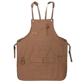 sourcing map Canvas Woodworking Aprons 33.8"x27.6" Adjustable Work Tool Apron with 9 Tool Pockets Wood Working Apron for Men and Women Woodworking Pouch, Brown