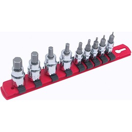 Wiha 71996 Socket Set, 3/8-Inch and 1/4-Inch Drive Sockets, Hex Metric, 9 Piece