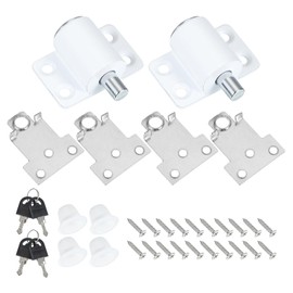sourcing map Sliding Window Locks Push-in Window Security Lock with Keys, Sliding Door Keyed Locks for Up and Down Window, Horizontal Sliding Window Doors, White 2 Set