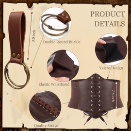 SUMGOGO Womens Corset Belt Belt Pouch Waist Bag Fanny Pack Phone Holder Medieval Renaissance Costume Accessories (Brown)