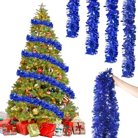 Pack of 6 x 2 m Christmas Tinsel Garland, Tinsel Garland, Glitter Garland, Christmas Indoor and Outdoor for Christmas Tree, Christmas Party, Tinsel Christmas Decoration, Blue