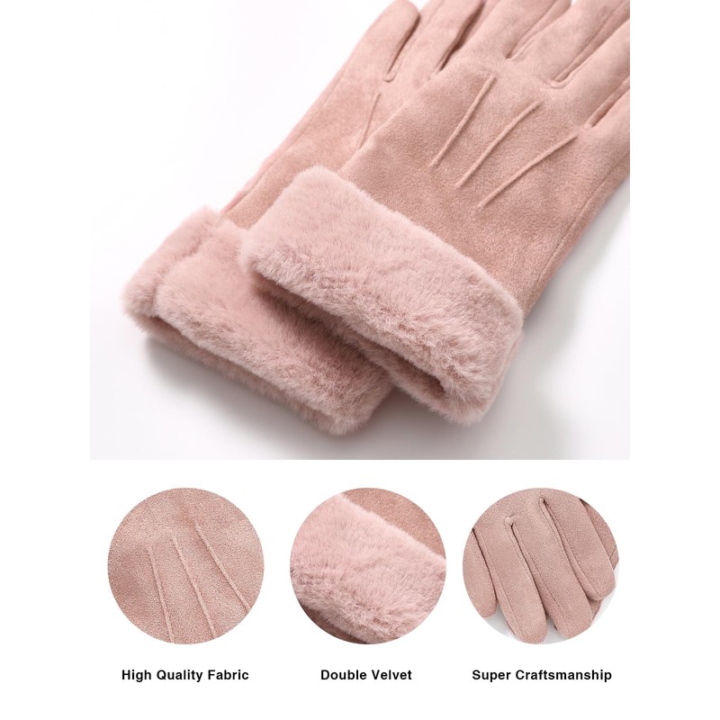 vislivin Women's Winter Warm Gloves Touchscreen Gloves with Lined, pink