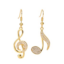 Stocking Stuffers Holiday Outfits for Women 2024 Music Note Earrings for Women Gold Musical Earrings Crystal Treble Clef Earrings Asymmetry Treble Clef Music Note Studs Funny Jewelry Gifts