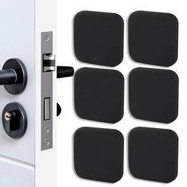 Hordion Door Stopper Wall Protector, Silicone Door Knob Guard Wall Shield, Square Self-Adhesive Door Handle Bumper Silencer for Home Office School 6 Pack, Black