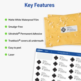 Waterproof Address Label,10-sht,300/PK