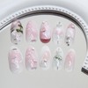 GlamRays 24 Pieces 3D Handmade False Nails with Charms, Flowers,