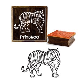 Printtoo Craft Textile Tiger Pattern Square Wooden Rubber Stamp Scrap-Booking-3 x 3 Inches