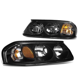 DNA MOTORING HL-OH-CI00-BK-AM Black Amber Headlights Compatible with 00-05 Chevy Impala