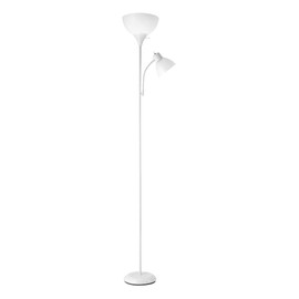 Globe Electric 67136 72" Torchiere Floor Lamp + Adjustable Reading Light, Matte White, Frosted Plastic Shade, 3-Step Rotary Switch on Floor Lamp Socket, Home Improvement, Home Office Accessories