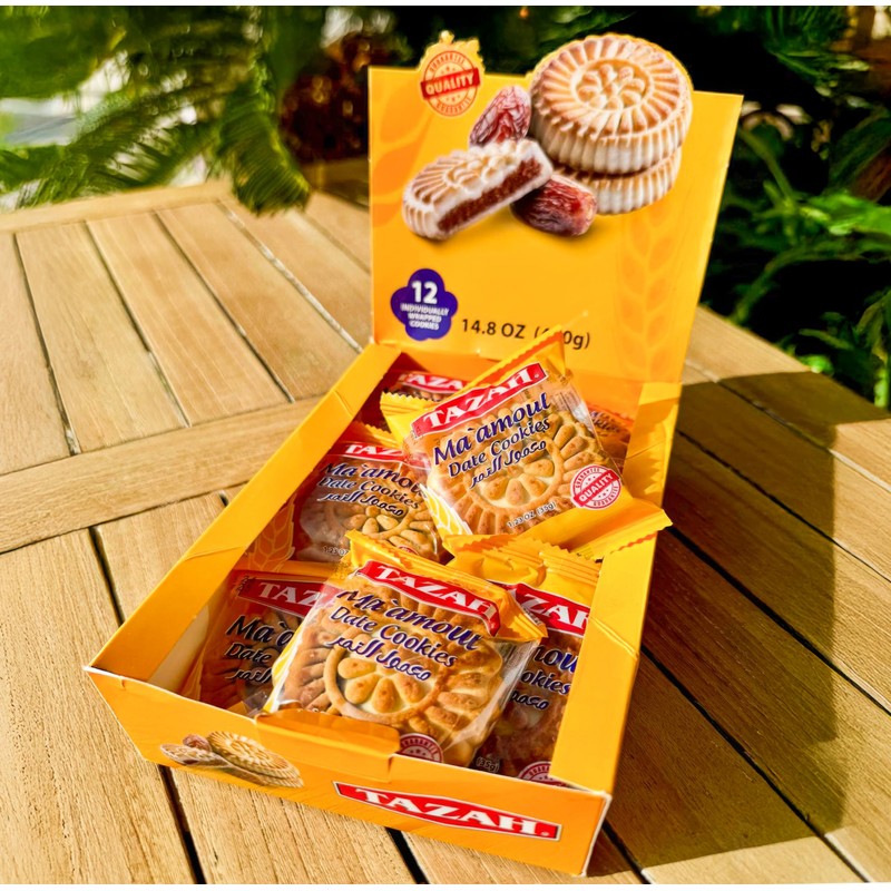 Tazah Maamoul Cookies Date Snack 100% Natural Date Filled Shortbread