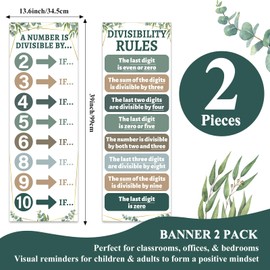 QOUBAI Educational Math Posters for Middle School Divisibility Mathematics Banner Math Classroom Decor Eucalyptus Math Posters Bulletin Board for Teachers Elementary High School Classroom Wall